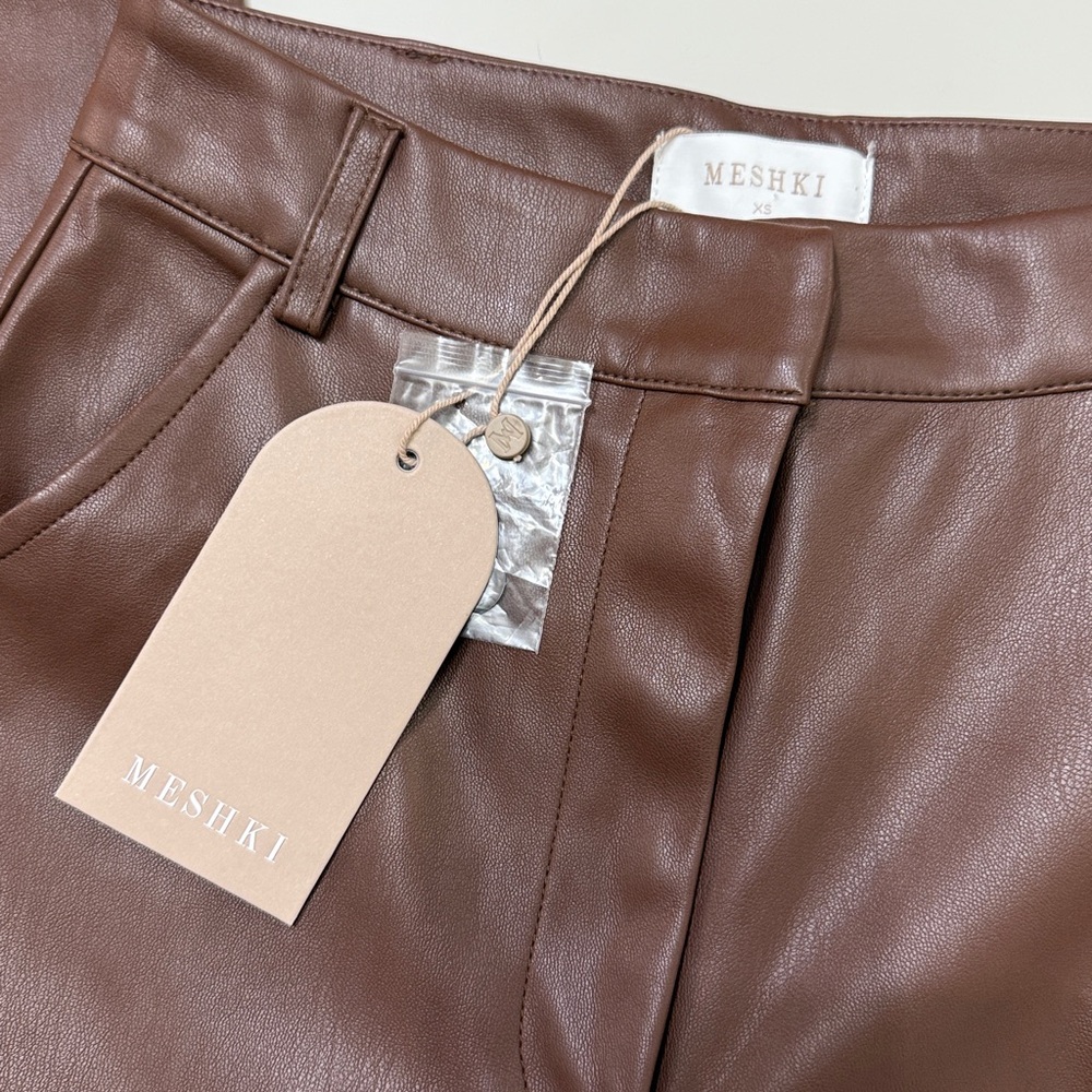 Meshki Chocolate Brown Flare Faux Leather Pants - Picture 5 of 7